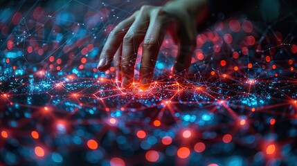 Poster - Interactive touchscreens displaying global connections. photo