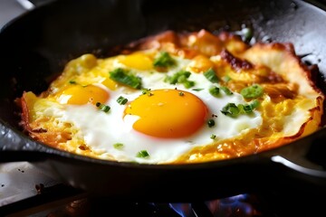 Wall Mural - fry egg omelette in fry pan