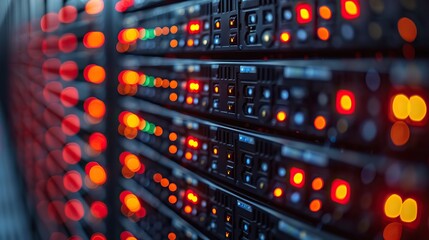Poster - Virtual servers linked across different continents. stock photo