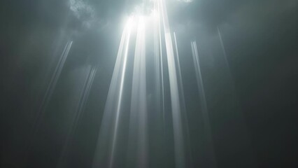 Wall Mural - a mysterious phenomenon vertical columns of light piercing through the darkness.