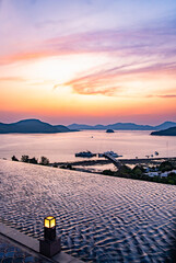 Canvas Print - View of Cape Panwa beach at sunset, in Phuket, Thailand