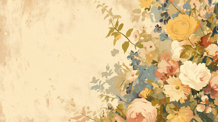 Poster - Vintage Floral Design Background for Social Media with copy space text, for wedding, invitation, and event