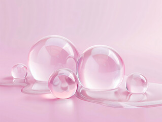 Poster - Abstract Glass Spheres Design Background for Social Media with copy space text, for beauty, skincare, and product