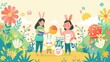 © JK_kyoto - Creative greeting cards blank template illustration of Easter Sunday