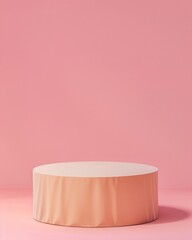 Poster - Bright, Cheerful Pastel Pink Podium on Minimalist Pink Background for Modern Product Display in Natural Light