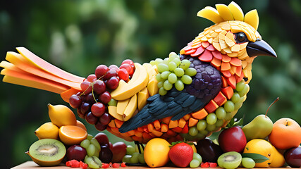 A bird made of fruits, Generative AI