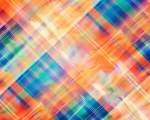 Poster - Vibrant Tartan Plaid Patterns Overlapping in Bright Colors, Illustrating Modern Take on Traditional Fabric Design