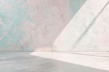 Aufkleber - Modern Art Gallery Interior with Textured Light Gray Concrete Walls and Subtle Shadows, Soft Natural Lighting in a Minimalist Setting