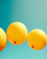 Poster - Abstract Yellow Balloons Against a Blue Sky: Symmetrical Composition Using Long Exposure and Wide-Angle Lens