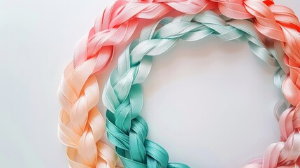 Poster - Abstract Artistic Display of Multicolored Friendship Bracelets on White Background for International Friendship Day
