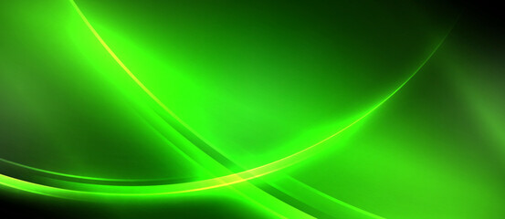 Aufkleber - Neon glowing circle rays, light round lines in the dark, planet style neon wave lines. Energetic electric concept design for wallpaper, banner, background