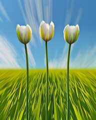 Aufkleber - Abstract Blurry Tulips in a Symmetrical Field: Long Exposure, High-Speed Capture Using Wide-Angle Lens in High Definition