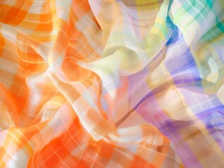 Poster - Ethereal Cotton Fabric Art: Soft Gingham and Check Patterns in Vibrant Hues