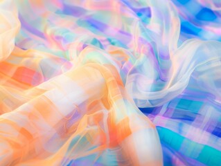 Poster - Colorful Cotton Fabric Display Highlighting Gingham and Check Patterns Representing Softness and Versatility in Abstract Art Form