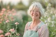 © Ryzhkov - Radiant Middle-Aged White Woman Enjoying Gardening at Twilight, Exuding Joy and Elegance