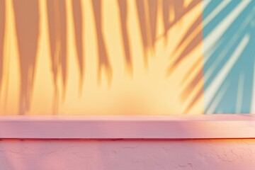 Poster - Serene Pastel Pink Spa Table with Soft Sunlight and Shadows, Empty Setting for Relaxation and Rejuvenation