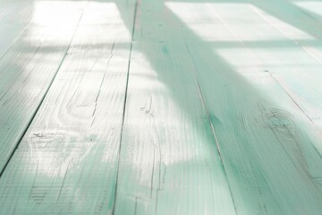 Poster - Serene Pastel Blue Office Table Bathed in Soft Light: Symbol of Calm Before a Meeting