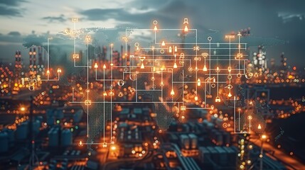 Poster - Global supply chain visualized through connected icons. image