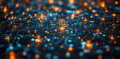 Fototapete - Worldwide web of IoT devices interconnected. stock photo