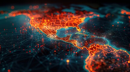 Fototapete - real-time global network traffic simulation. image