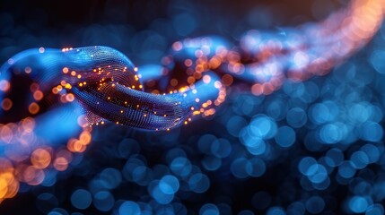 Poster - Blockchain technology securing international connections. stock photo
