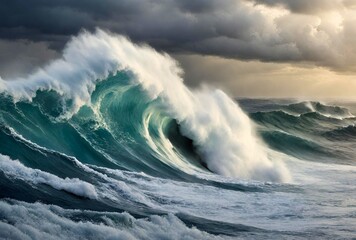 waves crashing on rocks