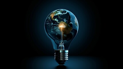 Wall Mural - Creativity and Design: A 3D vector illustration of a lightbulb with a globe inside