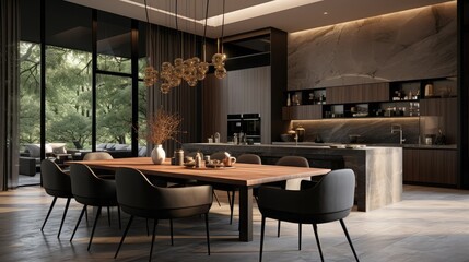 Canvas Print - Modern dining room and kitchen