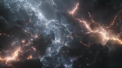 Wall Mural - the sky is transformed into a canvas of crackling crawling lightning bolts.