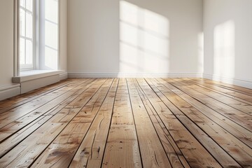 Empty bedroom interior background wooden floor created with Generative AI