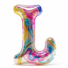 Sticker - A colorful letter j with a swirl of paint. Generative AI.