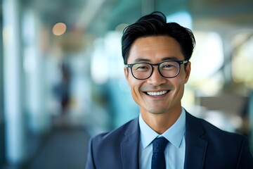 Wall Mural - Portrait of a smiling Japanese businessman