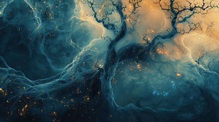 Poster - An abstract artwork of intertwined vines, symbolizing growth through interconnected support. photo