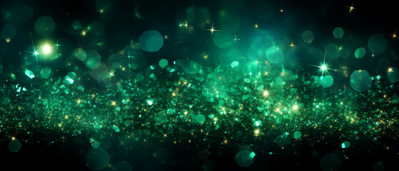Wall Mural - Green glitter background with bright sparkles,