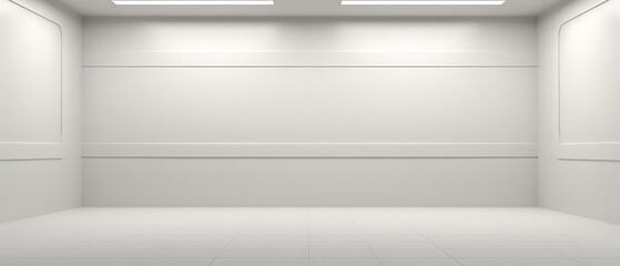 Wall Mural - Modern studio backdrop, spotlights illuminating blank white space, clean and minimal