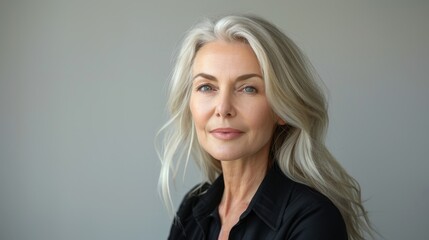 portrait of a beautiful middle-aged Caucasian blonde, studio shot on a white background. well-groomed woman over 50 years old