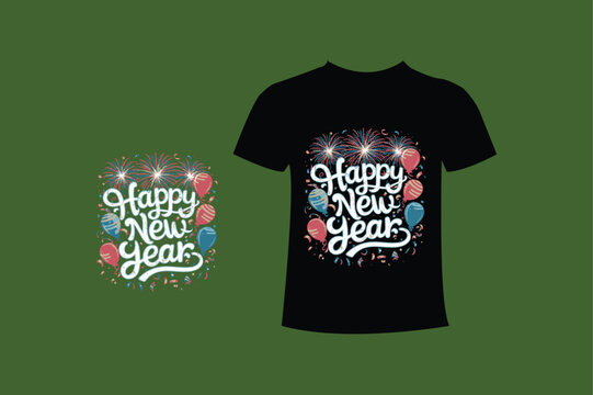Happy New Year Typography t shirt design.