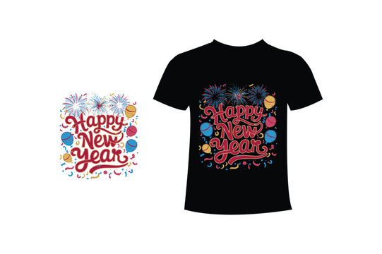 Happy New Year Typography t shirt design.