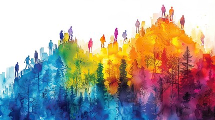 Poster - An illustration of a ladder made of people helping each other climb, symbolizing mutual support. photo
