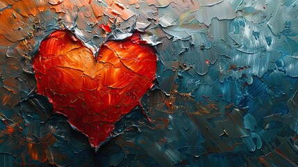 Wall Mural - An abstract painting of a shattered heart mending, representing emotional rebirth. stock image