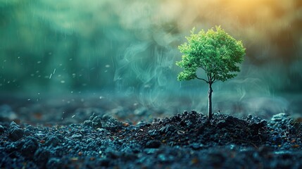 Poster - A conceptual drawing of a tree with new leaves sprouting, symbolizing fresh starts. photo