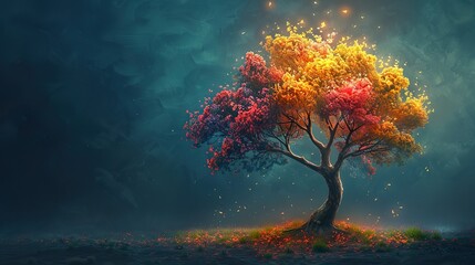 Poster - An illustration of a tree with new branches, symbolizing growth after adversity. image