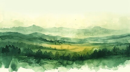 Wall Mural - A drawing of a landscape turning green after a drought, symbolizing renewal. stock photo