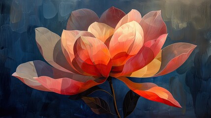 Wall Mural - A painting of a flower opening under sunlight, symbolizing awakening. stock photo