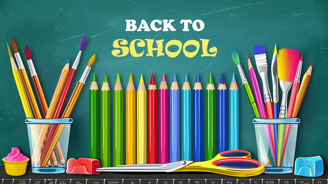 Back to school banner design background, Generative AI