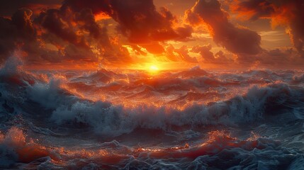 Poster - An image of a sun rising over a stormy sea, representing hope and new beginnings. image
