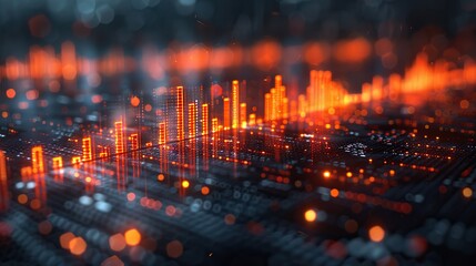 Poster - A bar chart with glowing bars on a dark background, symbolizing standout growth. stock image