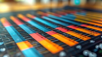 Poster - A bar chart with increasing bars on a financial document, representing revenue growth. photo