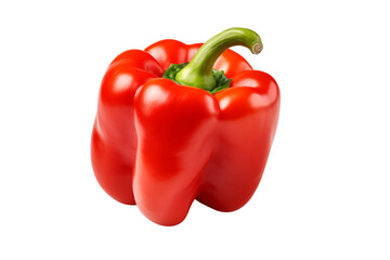 Wall Mural - Fiery Nature: Red Pepper With Green Stem on a White or Clear Surface PNG Transparent Background.