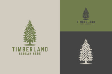 Timberland Logo Wilderness Evergreen Pine Tree Coniferous Forest Woodland